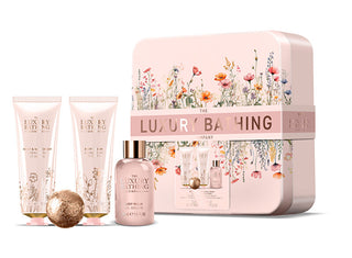 The Luxury Bathing Company Set Regalo Per La Cura Del Corpo In Scatola Di Latta Peonia, Pesca E Lampone 4 Pezzi