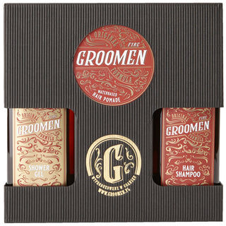 Groomen FIRE Body&Hair Set – Bagnodoccia, Shampoo e Pomata per Capelli, 2x300ml+120g