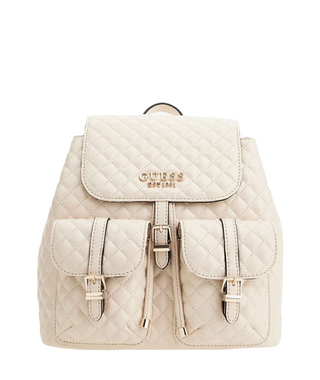 Guess, Adam Flap, zaino in poliuretano e tessuto, pietra, da donna