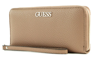 Guess, Alby, portafoglio in tessuto, SLG con zip grande, beige, da donna