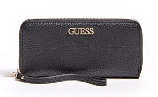 Guess, Alby, fabric wallet, SLG with large zip, black, for women