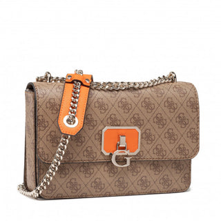 Guess, Alisa, borsa in tessuto, logo 4G, latte/arancione, HWSG81 23210, 16 x 25 x 6 cm