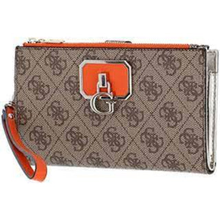 Guess, Alisa, portafoglio in tessuto, scomparto con doppia zip, SG812357, latte/arancione, da donna