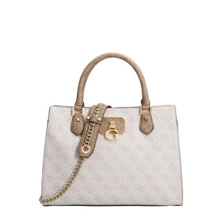 Guess, Alisa, pelle sintetica, borsa in tessuto, logo 4G, bianco, hwsg81 23060, da donna, 29/31,5 x 22,5 x 13,5 cm