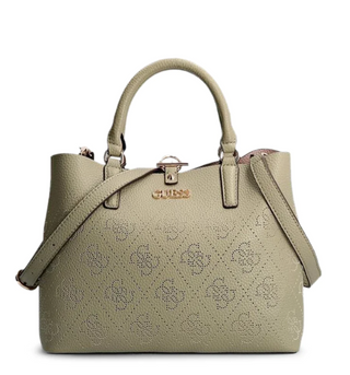 Guess, Amara, poliuretano, borsa in tessuto, logo 4G, verde, HWSG8493060, 29 x 22 x 14 cm