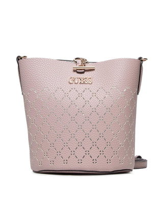 Guess, Τσάντα Amara Bucket, από συνθετικό δέρμα, υφασμάτινη τσάντα, ροζ πούδρας, HWXG8493010, Γυναικεία, 18/23 x 20 x 14 / 14/18 x 18 x 7 cm