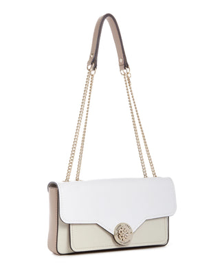 Guess, Belle, pattina convertibile Xbody, borsa a tracolla in tessuto, bianca, da donna