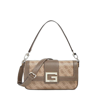 Guess, Brightside, polyurethane, fabric bag, 4G logo, milk, women