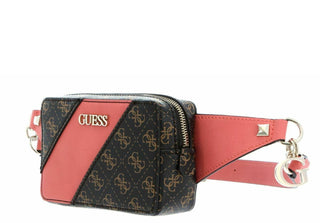 Guess, Camy, marsupio in tessuto, logo 4G, corallo/marrone, da donna