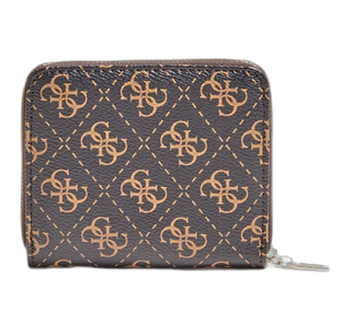 Guess, Camy, portafoglio in tessuto, SLG con zip piccola, marrone, da donna