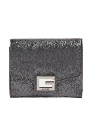 Guess, Coal Valy, portafoglio in tessuto, pieghevole piccolo, grigio, da donna