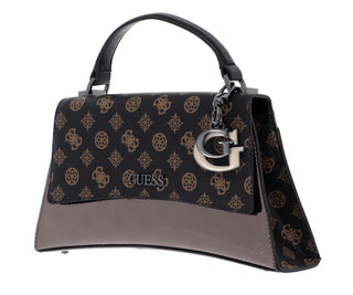Guess, Dalma, borsa in tessuto, pattina sul manico, logo marrone, da donna, 15 x 24 x 7 cm