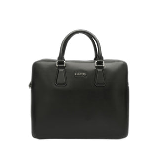 Guess, Dan, valigetta in pelle, borsa da lavoro, nero, da uomo