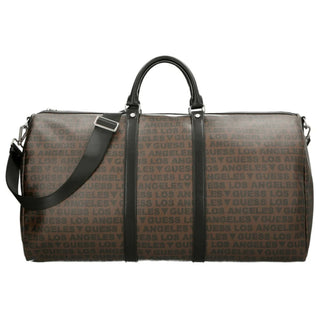 Guess, Dan Weekender, borsa in tessuto, da viaggio, marrone scuro, da uomo