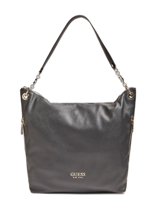 Guess, catena a G, borsa in tessuto, nero, da donna