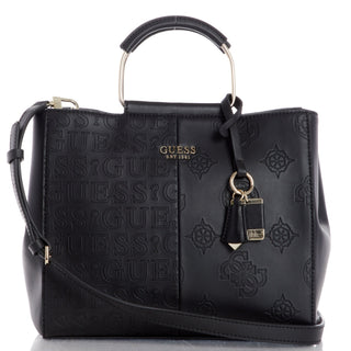 Guess, Kaylyn, poliuretan, torba materiałowa, czarna, damska, 34 x 25 x 14 cm