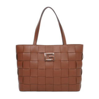 Guess, Liberty, polyuréthane, sac en tissu, sac seau, cognac, HWEG81 35230, femme, 40 × 28,5 × 11 cm
