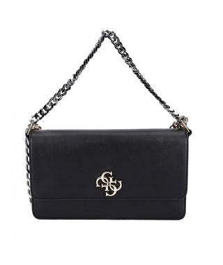 Guess, Luna, sac en tissu, rabat convertible Xbody, noir, pour femme