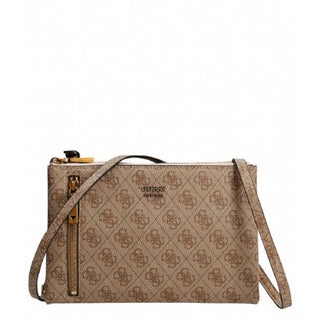 Guess, Mini sac bandoulière en tissu Naya, double fermeture éclair, couleur lait, HWSB78, femme