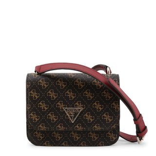 Guess, Noelle, Logo 4G, Sac bandoulière en tissu, Marron, hwql78 79780, 18,5 x 14,5 x 7 cm, Femme