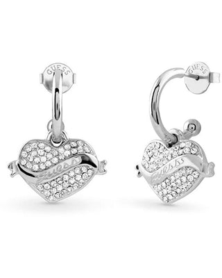 Guess Orecchini In Acciaio Scintillante 2 In 1 A Forma Di Cuore Jube05477Jwrht/U