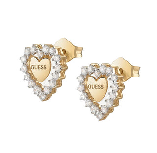 Guess Orecchini A Cuore Placcati Oro Con Zirconi Cubici Jardin Jsbe04455Jwygt/U