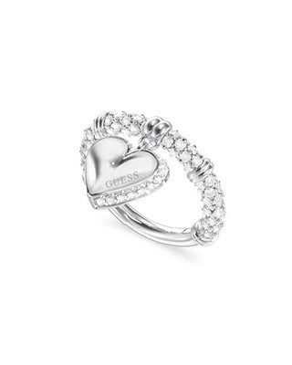 Guess Romantic steel Anello Heart By Your Side JUBR06077JWRH - Circuit: 54 mm