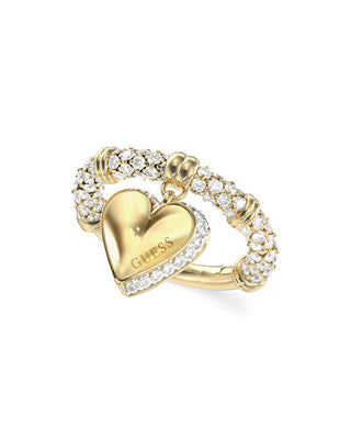 Guess Romantic gold-plated Anello Heart By Your Side JUBR06077JWYG - Circuit: 58 mm