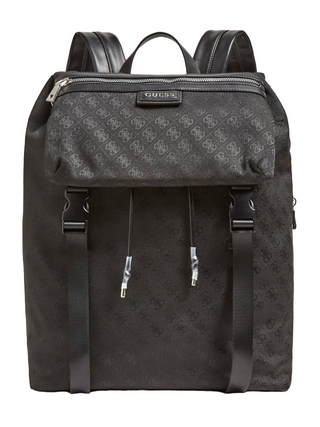 Guess, Salameda, poliestere, zaino in tessuto, nero, complemento laptop, unisex