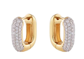 Guess Orecchini Ovali Placcati Oro Con Zirconi Cubici Nuances Jsbe04532Jwygt/U