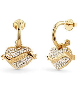 Guess Sparkling gold plated Orecchini 2in1 Heart JUBE05477JWYGT/U