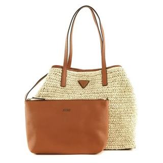 Guess, Vikky, Υφασμάτινη Τσάντα Χειρός, Μεγάλη Tote, Φυσικό/Κονιάκ, 205222, 50 x 34 x 3 εκ.