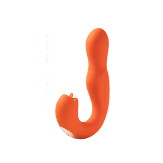 Honey Play Box Joi Pro, vibratore e lecca-clitoride 2 in 1, testa rotante a 360° e stimolatore del clitoride, 7 modalità di vibrazione e 7 modalità di rotazione, telecomando, curvo, ricaricabile tramite USB, silicone+ABS, 17,27 × 9,14 × 3,76 cm, arancione