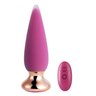 Honey play box Doro Plus, tappi anali vibranti, 10 modalità di vibrazione, telecomando, curvo, ricaricabile tramite USB, ABS+silicone medico, 12,00 × 3,40 × 3,40 cm, rosa