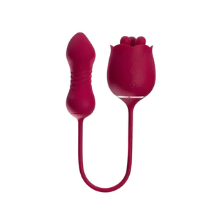 Honey Play Box Rosa, giocattolo con rosa rotante e vibratore a spinta 2 in 1, 9 modelli di spinta e 9 modalità di rotazione, rosa, ricaricabile tramite USB, silicone+ABS, 39,29 × 5,51 × 9,40 cm, rosso