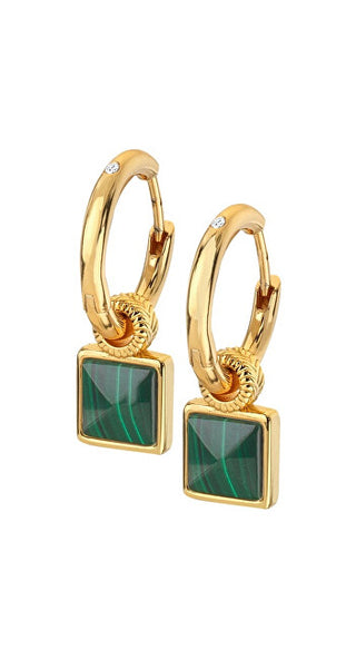 Hot Diamonds Luxury Round Earrings with Diamonds and Malachite 2 in 1 Jac Jossa Hope De713 