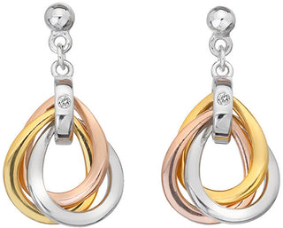 Hot Diamonds Pendientes de plata tricolor con diamantes Trio De645 