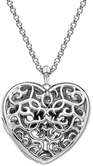 Hot Diamonds Delicata Collana Da Donna Con Grande Ciondolo A Forma Di Cuore In Filigrana Dp669 (Catena, Ciondolo)