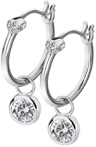 Hot Diamonds Orecchini Rotondi In Argento Con Diamanti 2In1 Hoops Topaz De628