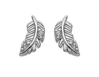 Hot Diamonds Boucles d'oreilles en argent plume avec zircons cubiques Silver Whisper Swe008 