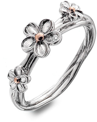 Hot Diamonds Bague en argent avec fleur Myosotis Dr214 - Circonférence : 54 Mm 