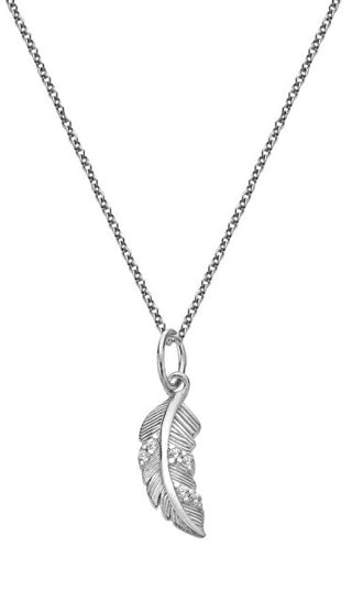 Hot Diamonds Collana In Argento Piuma Con Zirconi Silver Whisper Swp008 (Catena, Pendente)