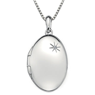 Silver Collana Hot Diamonds DP493 Memoirs Oval Locket