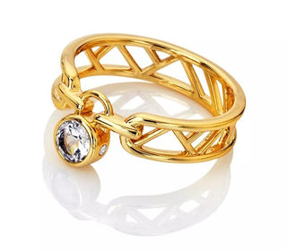 Hot diamonds Revolve DR301 Stylish Gold Plated Topaz and Diamond Anello - Circuit: 54 mm