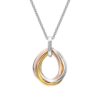 Hot Diamonds Collana Tricolore Con Diamanti Trio Teardrop Rg Dp780 (Catena, Pendente)