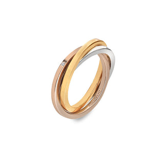 Hot diamonds Triple gold-plated silver Anello con genuine diamond Trio DR297 - Circonferenza: 58 mm