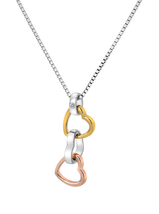 Hot Diamonds Collar Tricolor Innamorata Trio Triple Heart Dp836 (Cadena, Colgante) 