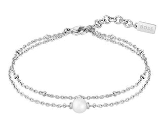 Hugo Boss Bracciale Doppio In Acciaio Con Perla Cora 1580268