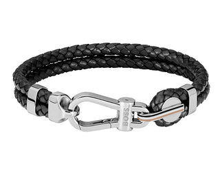 Hugo boss Fashion double Bracciale made of black leather 1580699 - Length: 19 cm