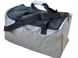 Hugo Boss, poliéster, bolsa de tela, gimnasio, gris, hombre